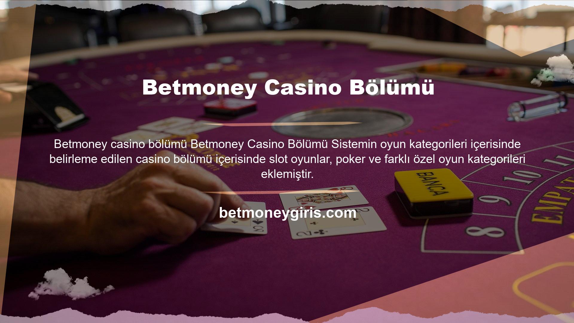 Betmoney Casino Bölümü